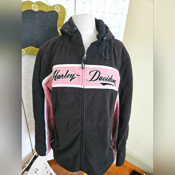 Harley Davidson full zip fleece hooded womens jacket - Picture 1 of 4